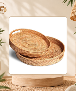 Khay mây tay cầm khoét Đan Ký