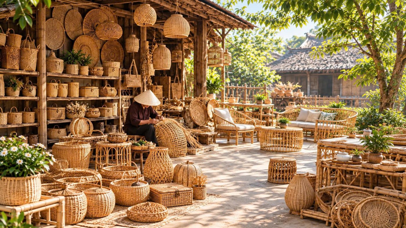 Đồ thủ công mỹ nghệ - sản phẩm mây tre đan trang trí không gian sống
